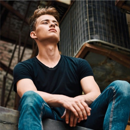 man with sharp jawline